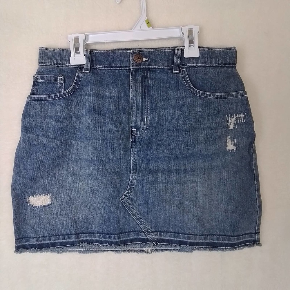 OshKosh Denim Mini Skirt Size 14 in Light Wash w/ Distressing‎